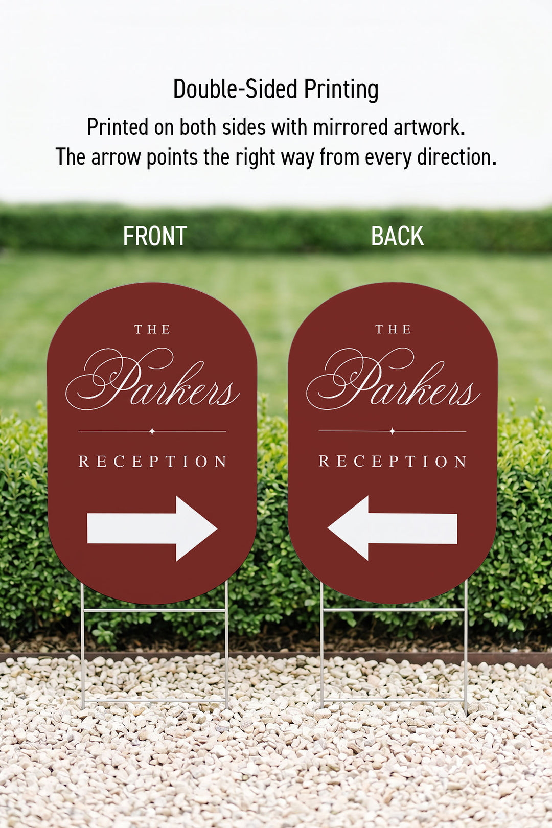 Tuscan Rose oval wedding directional sign #color_Tuscan Rose