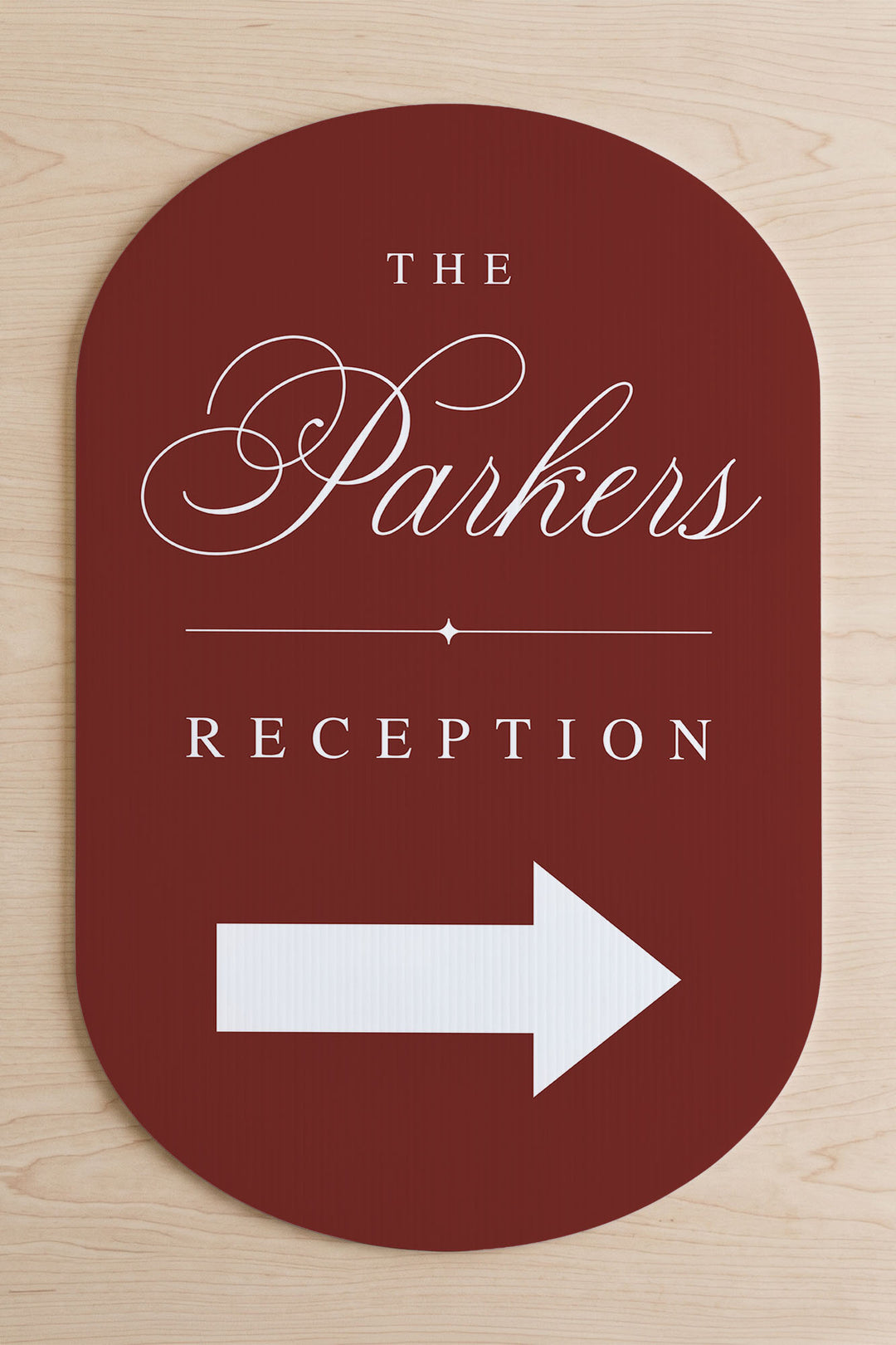 Tuscan Rose oval wedding directional sign #color_Tuscan Rose