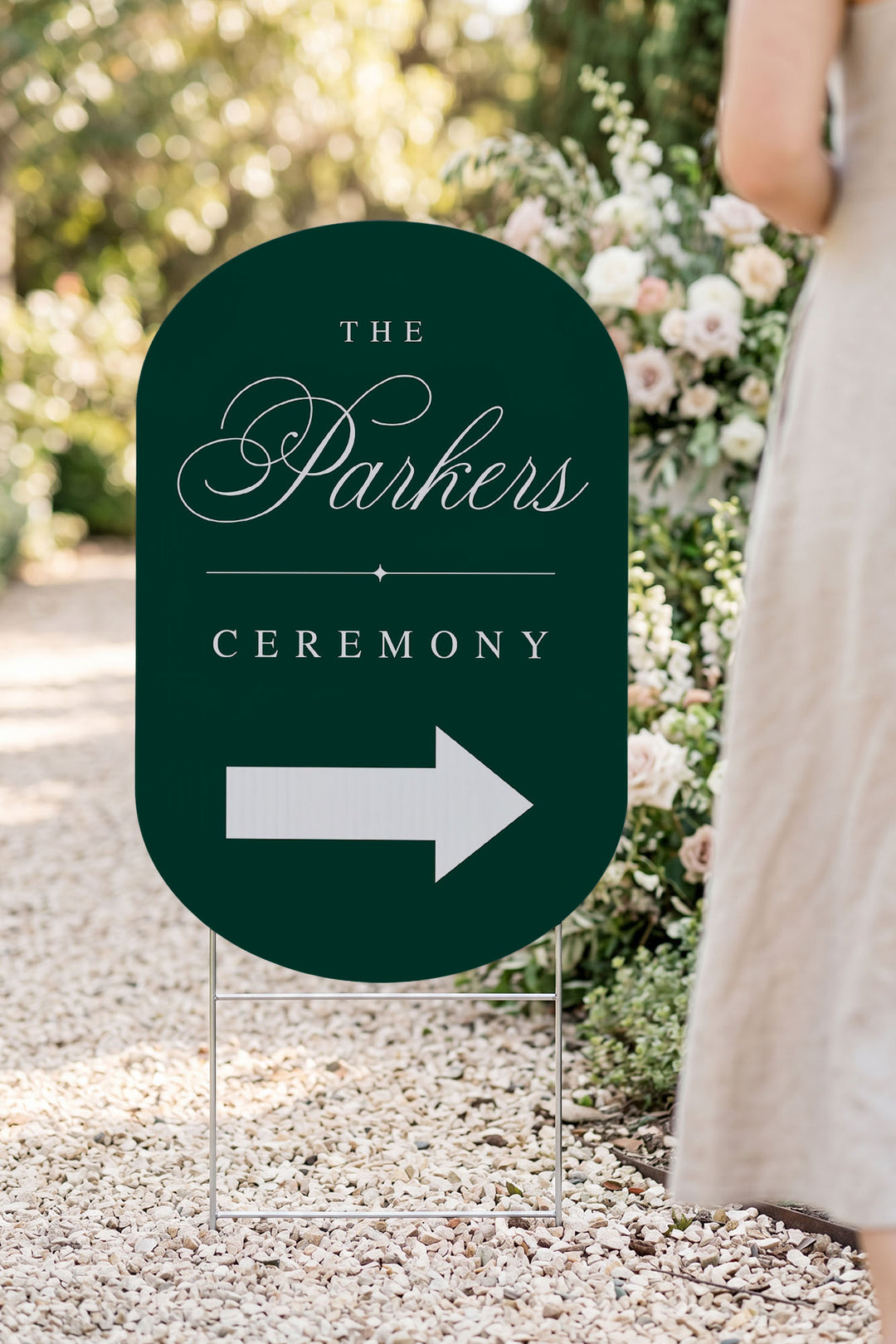 Emerald oval wedding directional yard sign #color_Emerald