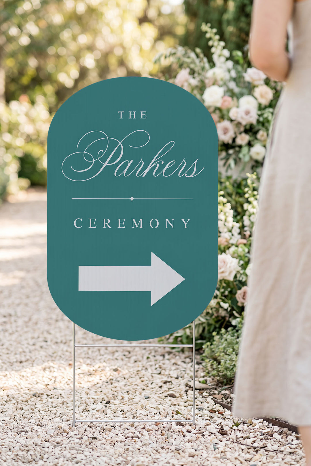 Eucalyptus oval wedding directional yard sign #color_Eucalyptus