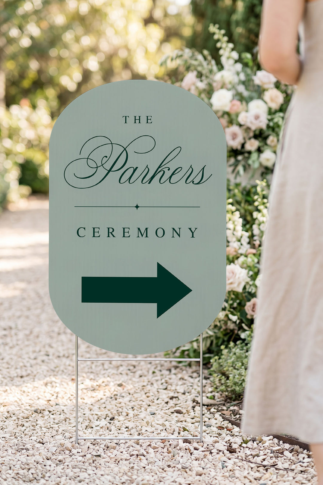 Sage oval wedding directional yard sign #color_Sage