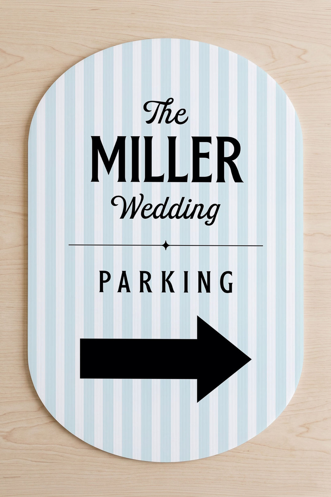 The Cabana Directional striped wedding yard sign in Sky #Color_Sky