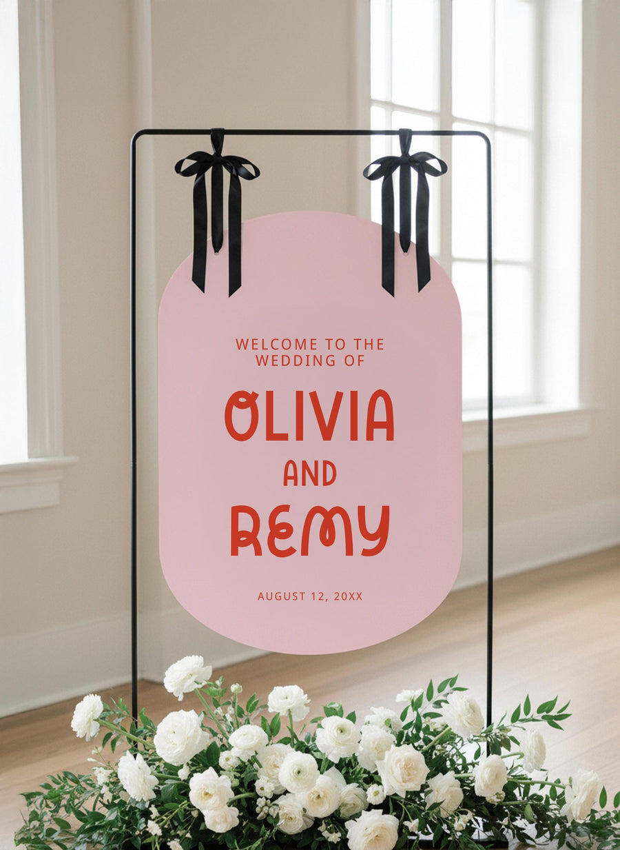 Retro Wedding Welcome Sign, Custom