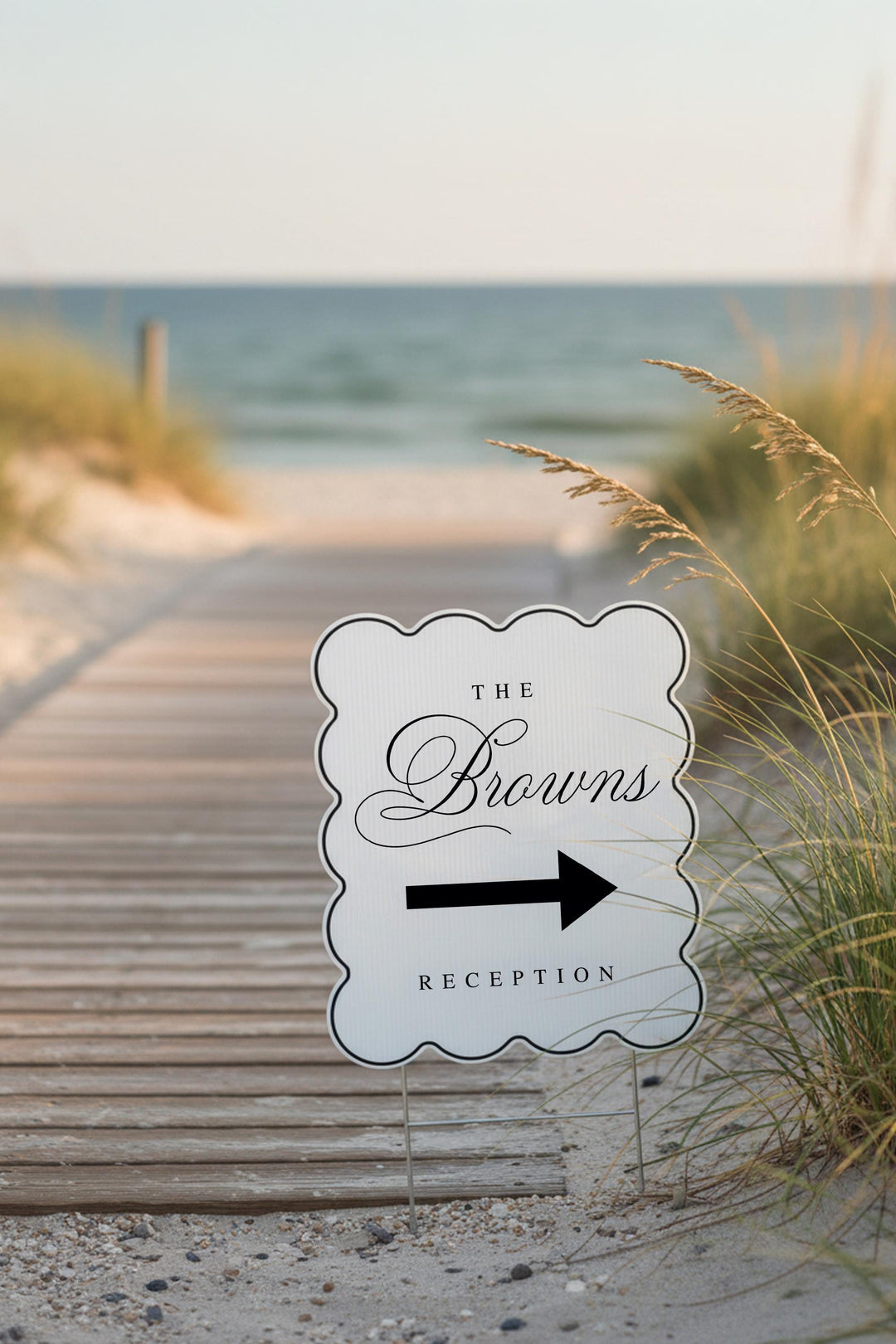 Wavy & Scalloped Wedding Yard Sign, Custom