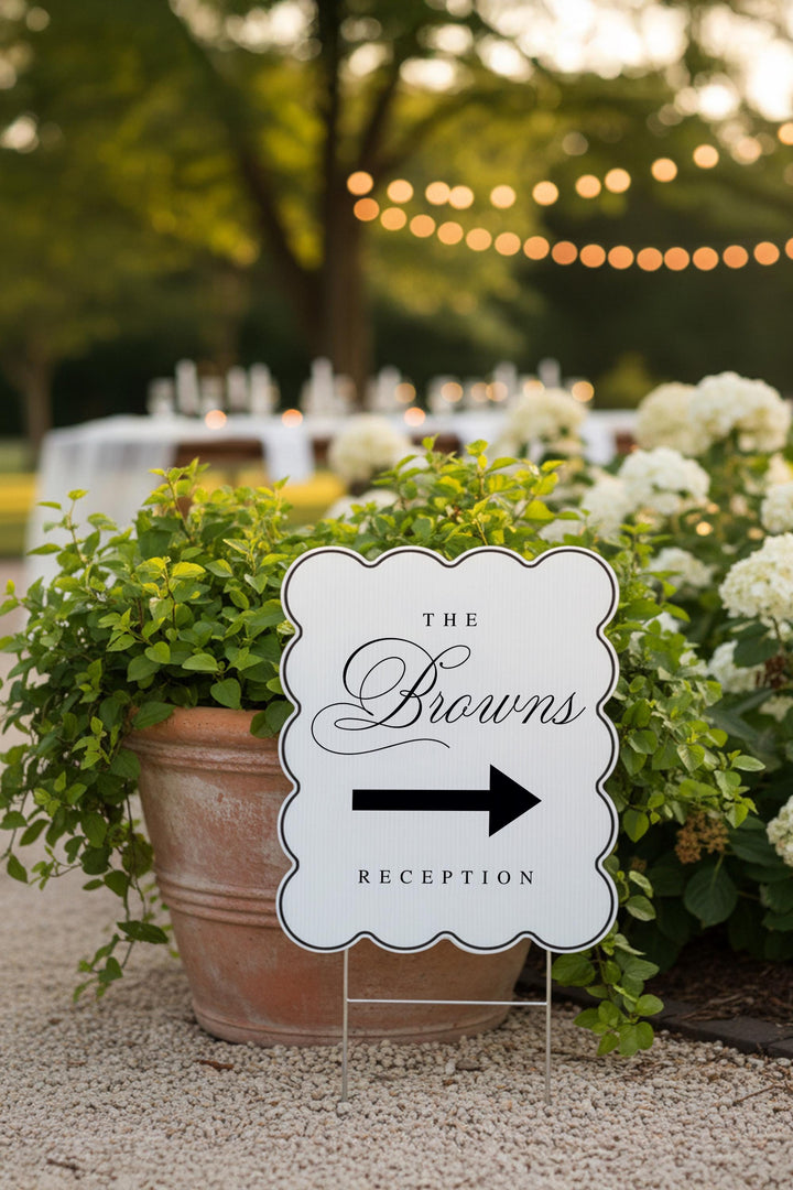 Wavy & Scalloped Wedding Yard Sign, Custom