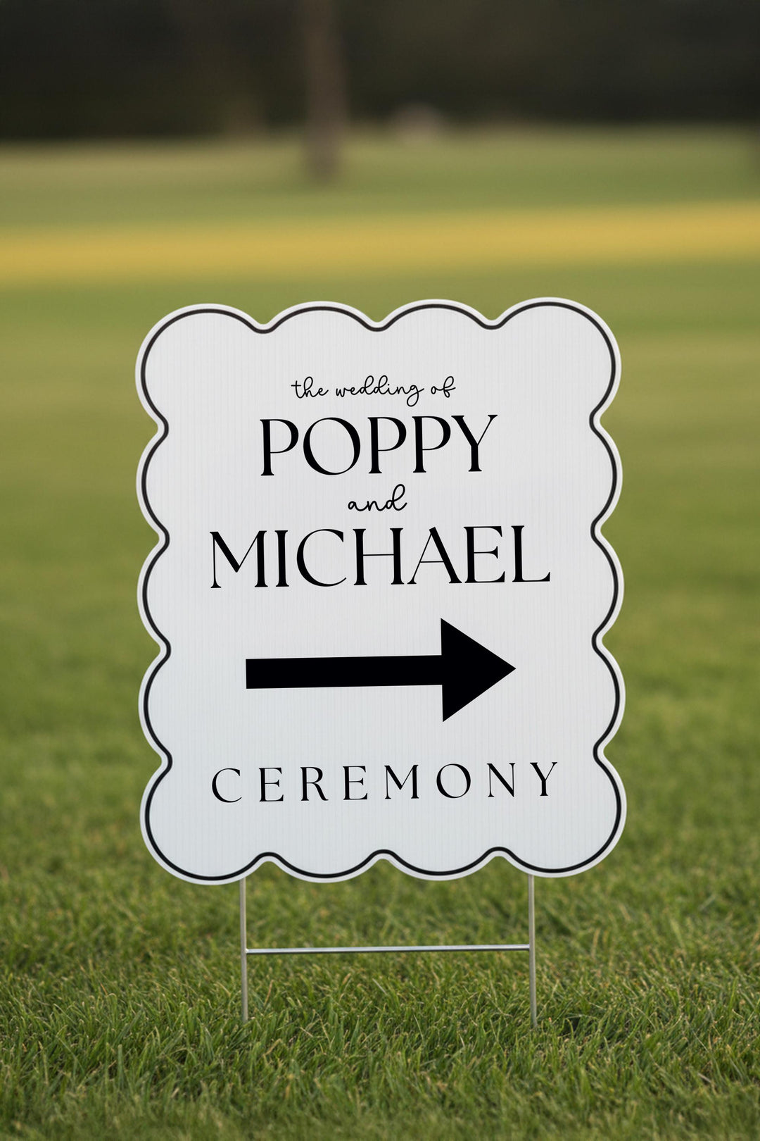 Wavy & Scalloped Wedding Yard Sign, Custom