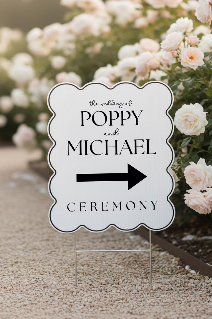 Wavy & Scalloped Wedding Yard Sign, Custom
