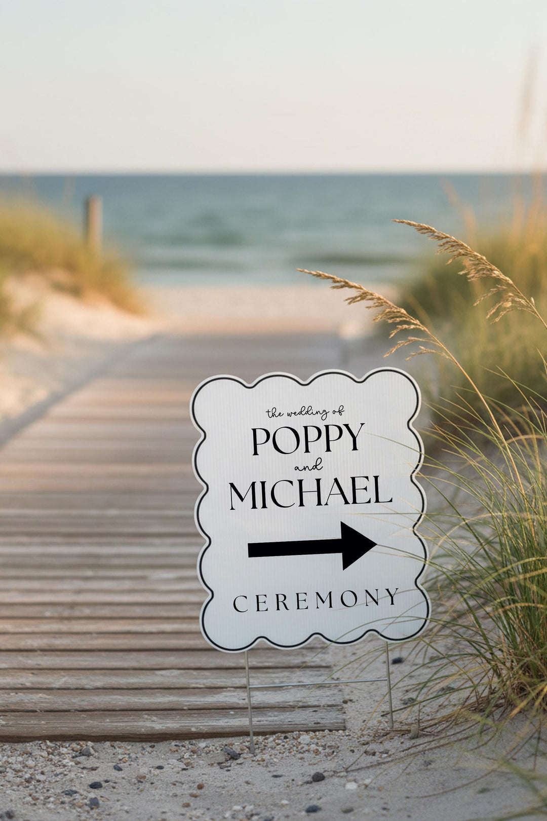 Wavy & Scalloped Wedding Yard Sign, Custom