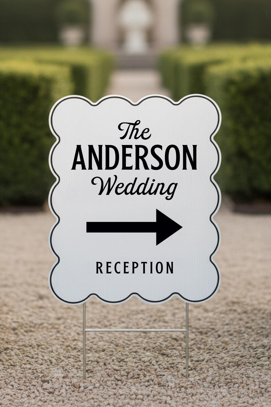 Wavy & Scalloped Wedding Yard Sign, Custom