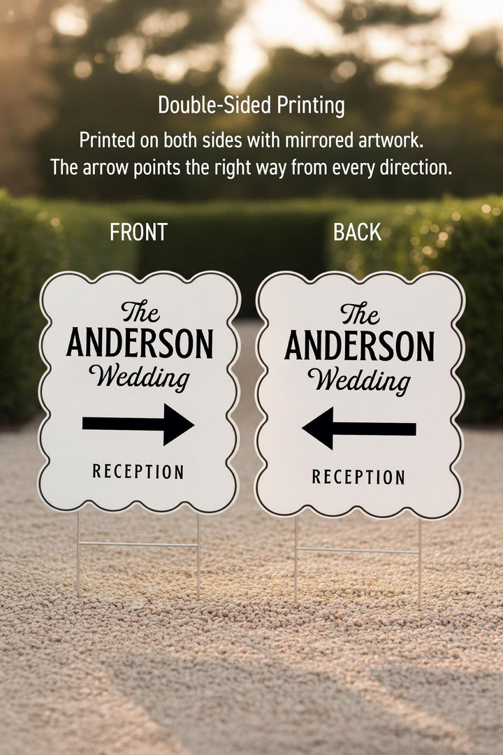 Wavy & Scalloped Wedding Yard Sign, Custom