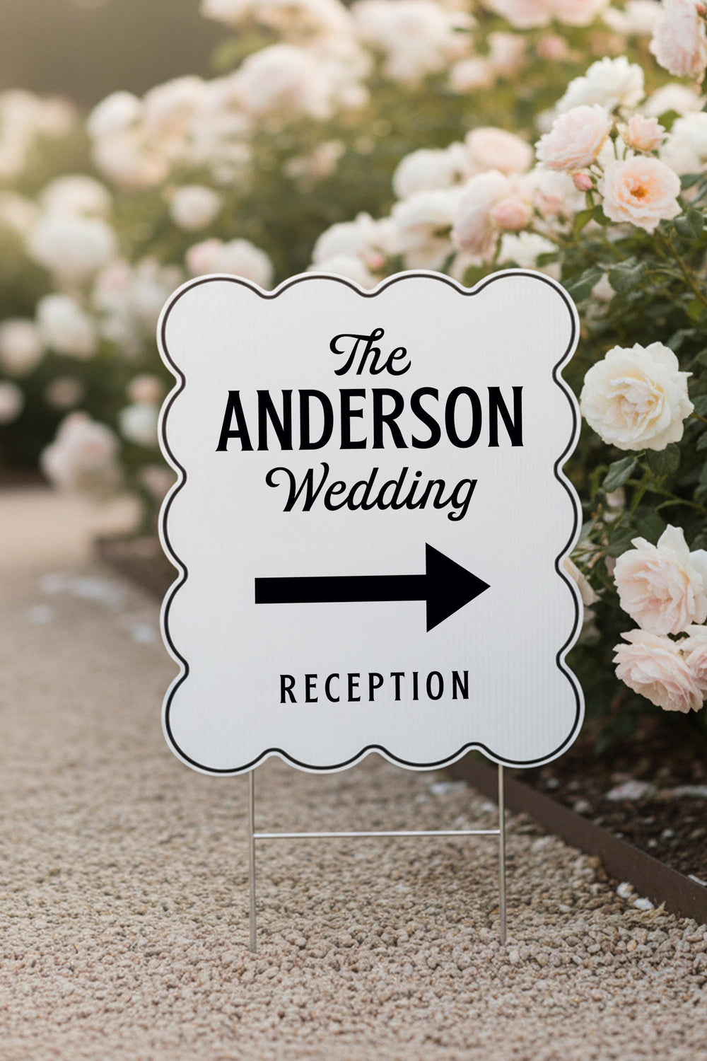 Wavy & Scalloped Wedding Yard Sign, Custom