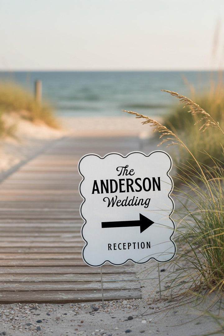 Wavy & Scalloped Wedding Yard Sign, Custom