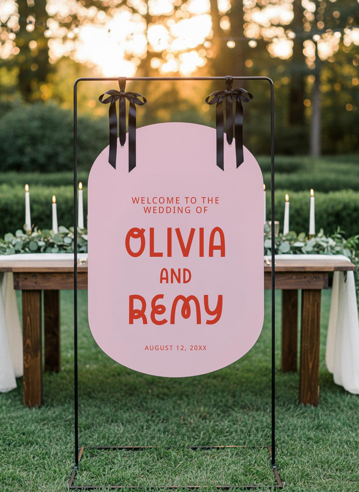 Retro Wedding Welcome Sign, Custom