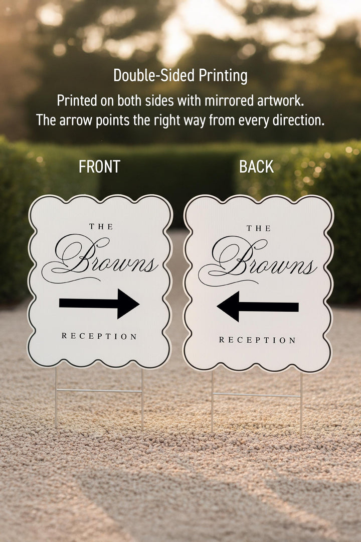 Wavy & Scalloped Wedding Yard Sign, Custom