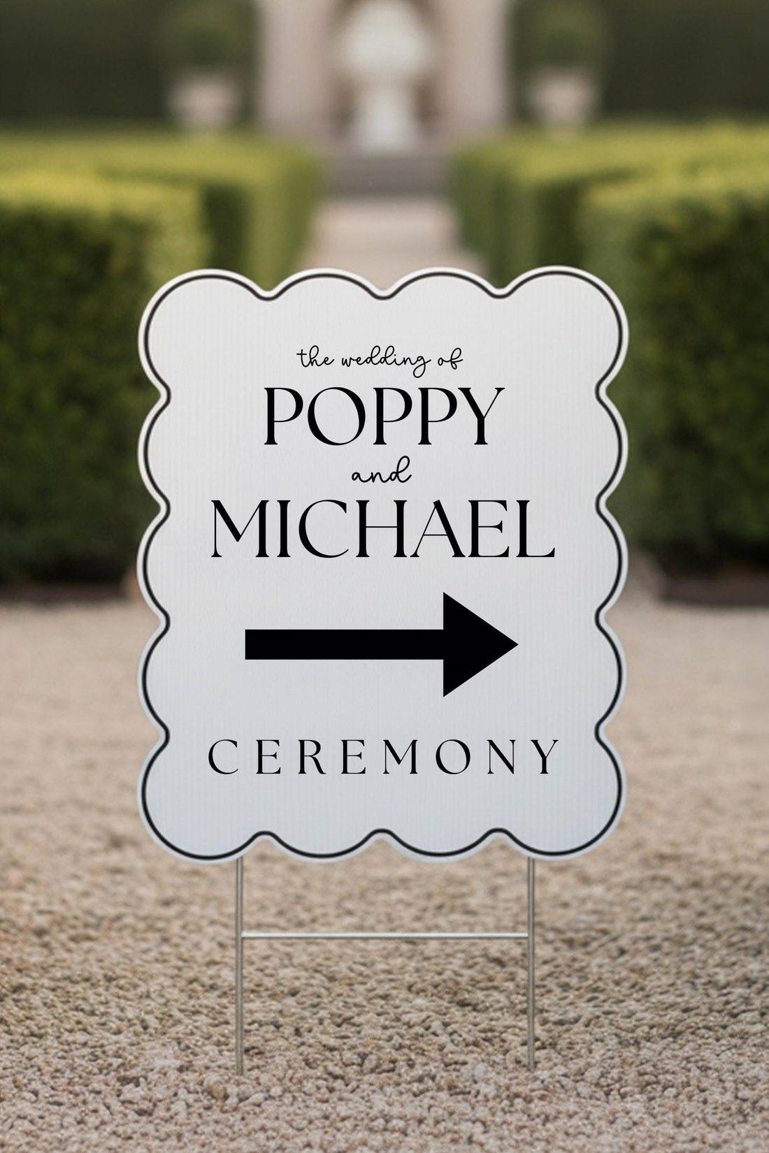 Wavy & Scalloped Wedding Yard Sign, Custom