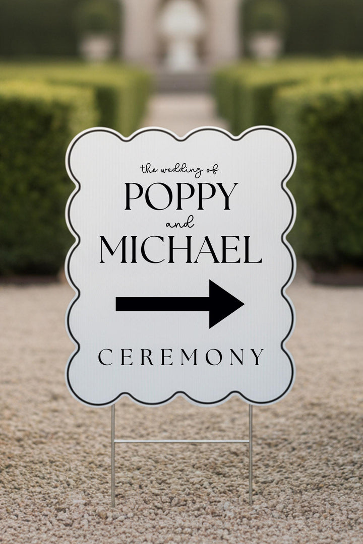 Wavy & Scalloped Wedding Yard Sign, Custom