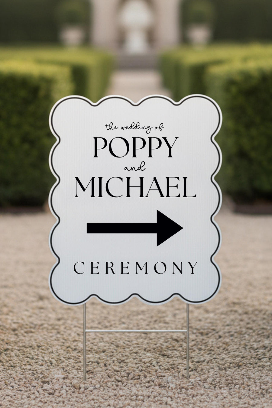 Wavy & Scalloped Wedding Yard Sign, Custom