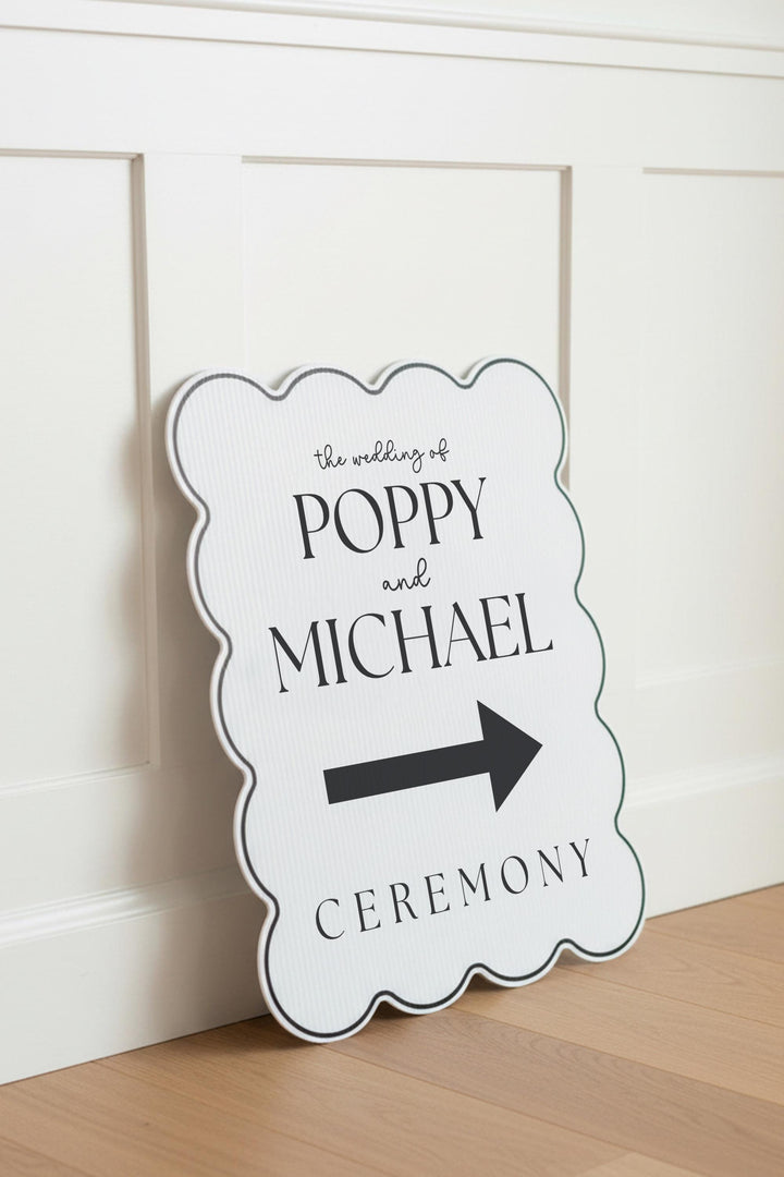Wavy & Scalloped Wedding Yard Sign, Custom
