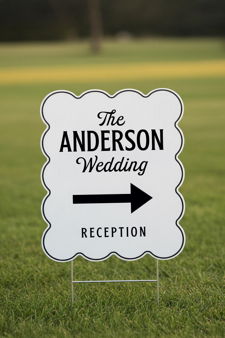 Wavy & Scalloped Wedding Yard Sign, Custom