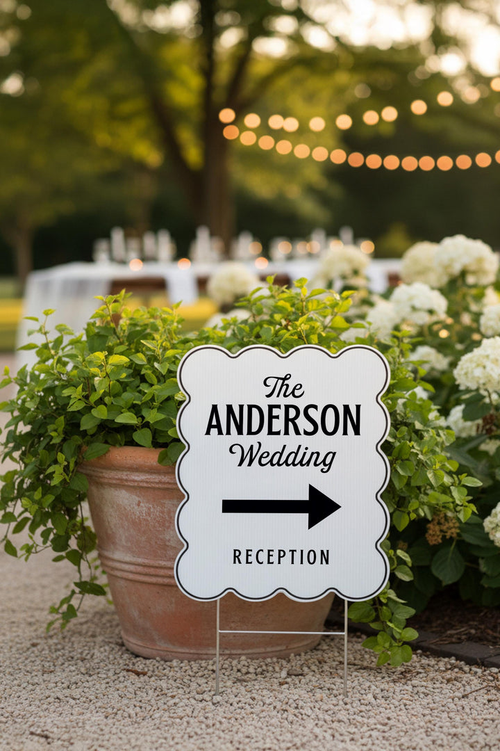 Wavy & Scalloped Wedding Yard Sign, Custom