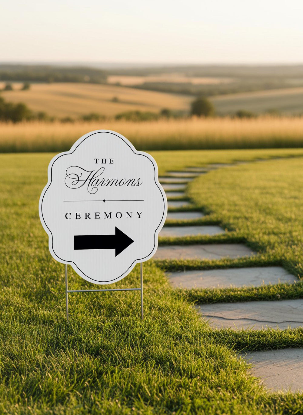 Wavy & Scalloped Wedding Yard Sign, Custom